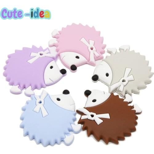 Cute-Idea 1PC Hedgehog Cartoon Animal Nursing Pacifier Pendants Chain Lovely Shape Teether Soft Baby Product Teething Food Grade
