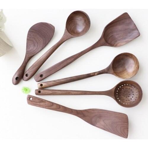 1PC Spoon Ladle Turner Long Rice Colander Soup Skimmer Cooking Spoons Scoop Kitchen Scoop Japanese Style Natural Wood Tableware