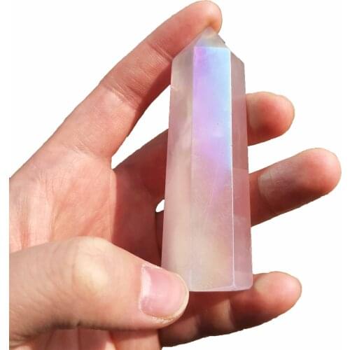 1 PCS Natual Crystal Aura Rose Quartz Obelisk Wand Point Healing Crystal Tower For Decoration Gifts