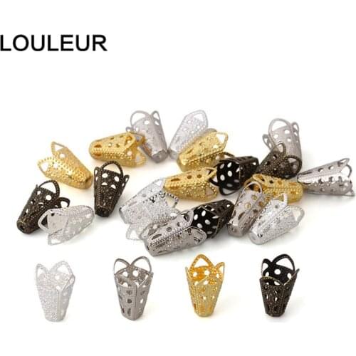 100pcs/lot Wine Cup Hollow Out Trumpet Alloy End Caps Beads Cap Charms Flower Spacer Beads End Beads Pandent For Jewelry Making