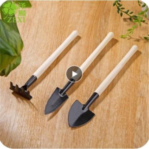 3pcs/set Mini Shovel Rake Set Seeds To Plant Flower Shovel Potted FlowerSeed Disseminators With Wooden Handle Gardening Tools
