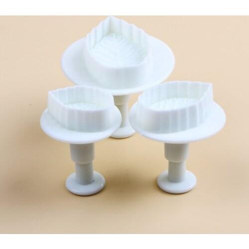 3 Pcs Cake Rose Leaf Plunger Fondant Decorating Sugar Craft Mold Cutter Tools