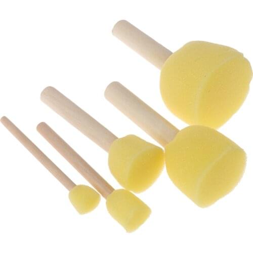 5Pcs/set Wooden Sponge Paint Brush Kids Children Flower Graffiti Art Drawing Painting Toys School Stationery Supplies