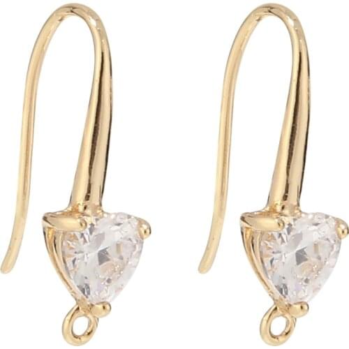 6pcs Best Quality Stone Hook Ear Wires Gold Plated over Brass Earring finding 22x15mm Lead Free Nickle Free