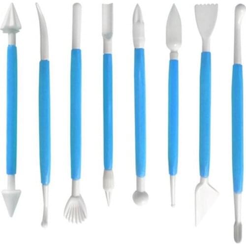 8pcs Cake Baking Clay Sculpting Set Wax Carving Pottery Tools Carving Sculpture Shaper Polymer Modeling Clay Kitchen Cut Tools