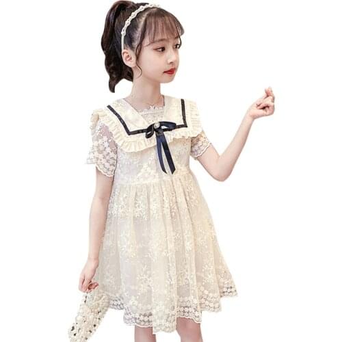 Dress For Girls Lace Floral Girls Dresses Bow Party Dress Child Summer Childrens Clothing 6 8 10 12 14