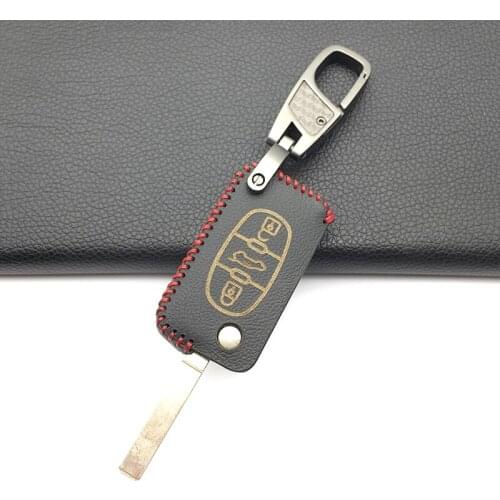 For Peugeot 107 207 307 407 308 607 for Citroen C1 C2 C3 C4 C5 C6 C8 Genuine Leather 3 Buttons Flip Remote Key Fob Case Cover