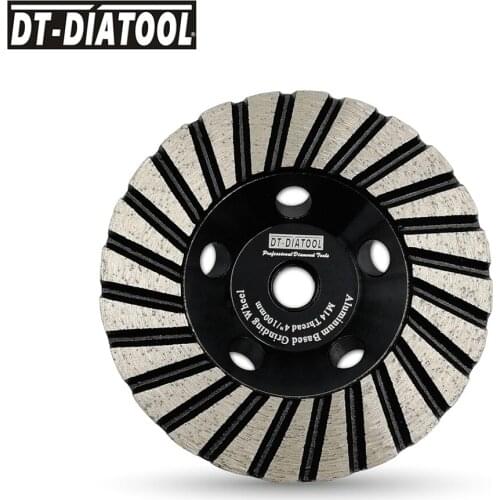 DT-DIATOOL 1pc Grit #50 Aluminum Based Grinding Cup Wheel Segments Diamond Grinding Disc Lower Noise M14 thread 100mm/4inch
