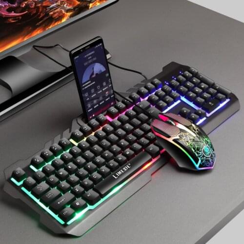 Gaming Keyboard RGB Backlit Keyboard With Silent Gaming Mouse Set Keyboard Mouse Gamer Kit For Computer Game PC Laptop