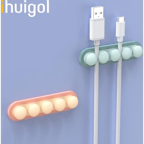 Ihuigol Pea Soft Silicone USB Cable Organizer Cable Winder Desktop Headphone Earphone Holder Cord Management Protector Clips