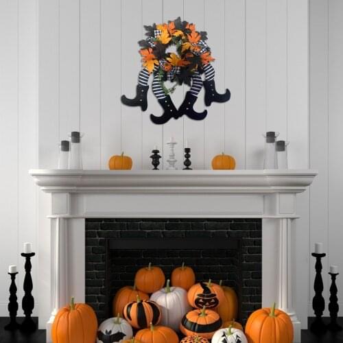 Halloween Artificial Wreath Durable Reusable Front Door Window Maple Leaves Decoration Trusted