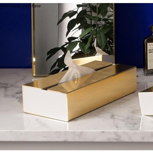 Metal Tissue Box Bedroom Living Room Home Desktop Finishing Simple Coffee Table Restaurant Metallic Gold Tissue Storage Box