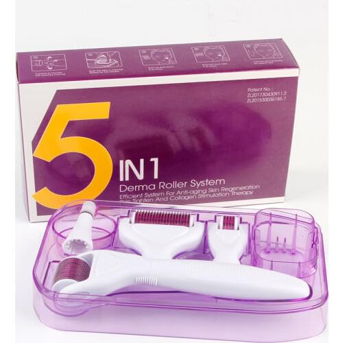 5 in 1 micro needle Stainless/Titanium Alloy needles DRS Derma Roller With 4 head(1200+720+300+12 needles) Derma roller Kit