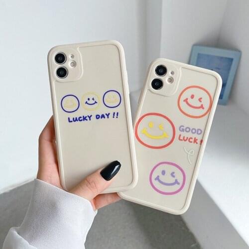 Cute Side Good Luck Day Smiley Soft TPU Back Cover For iPhone 12 Mini Xs 11 Pro Max X Xr 6 6S 7 8 Plus Case Camera Precise Hole
