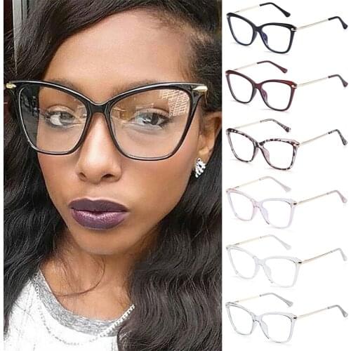 Fashion Blue Light Blocking Glasses Square Cat Eye Frame Non-Prescription Anti Eye Eyestrain Classic Computer Gaming Eyeglasses