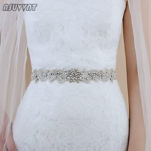 Fashion Wedding Belts Flower Satin Wedding Dress Bridal Luxury Rhinestone Belt Girdle Accessories Crystal Belt For Party Dress