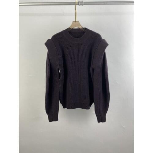 Fashion 2021 new ladies long sleeve sexy casual stand shoulder sweater 1127