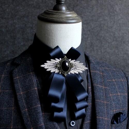 British Men Women Wedding Business Club Party Floral Bowtie Cravat New Groom Blue Alloy Rhinestone Crystal Flower Ribbon Bow Tie