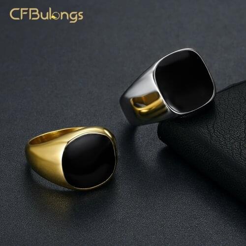 CFBlongs Men Punk Smooth Stainless Steel signet Ring Nordic Viking Biker Ring Fashion Mens Jewelry Wedding Ring
