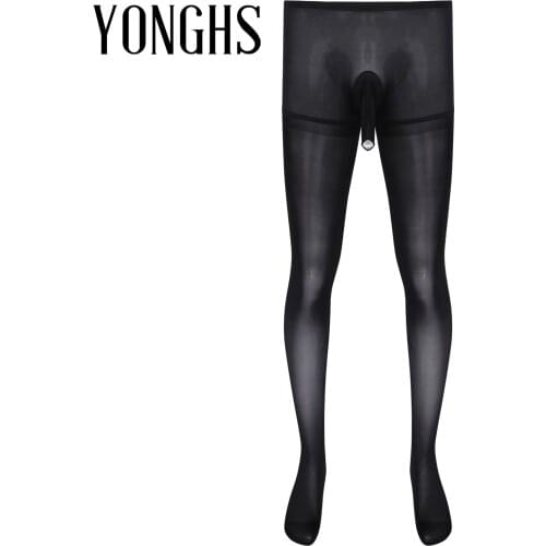 Mens Lingerie Hot Sexy Bulge Pouch/ Crotchless Stretchy Pantyhose Sheer Tights Underwear Nightwear Elastic Waistband Stockings