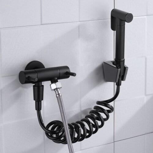 Wall Mount Bidets Toilet Faucet Brass Hygienic Shower Handheld Bidet Toilet Portable Bidet Shower with Hose And Holder Shattaf