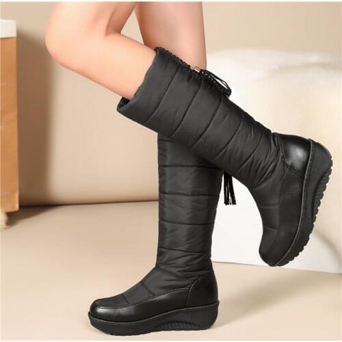 New Warm Snow Boots Women Platform Mid Calf Boots Thick Fur Tassel Rhinestone Winter Boots Ladies Shoes Over The Knee Boots 2021