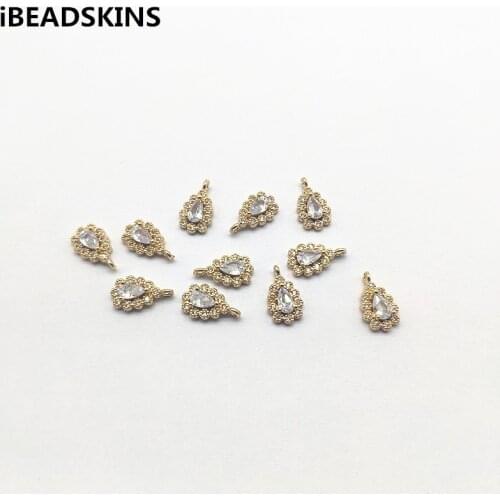 New arrival! 12x7mm Drop shape Cubic Zirconia Copper Connectors for Earrings parts,Accessories,hand Made Jewelry DIY