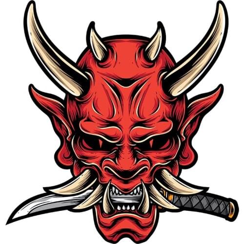 Three Ratels CC45 Hell red devil Personalized Samurai stickers for bike motorcycle auto car Sticker Waterproof laptop Decal