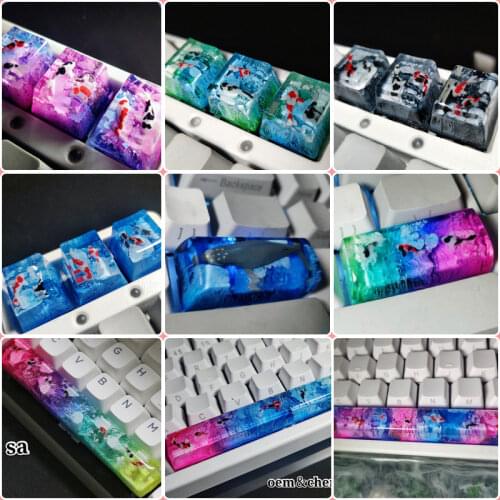1pc Koi Resin Keycaps For Cherry Mx Switch Mechanical Gaming Keyboard Spacebar Keycaps Replace Hand Made Keycaps