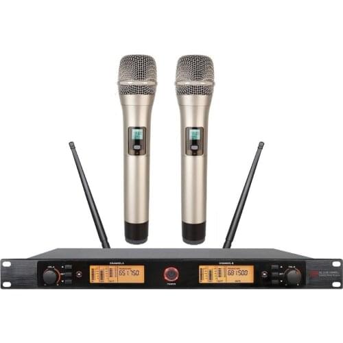 Professional UHF PLL Dual Channes Cordless microphone Karaoke Wireless Microphone microfono inalambrico System