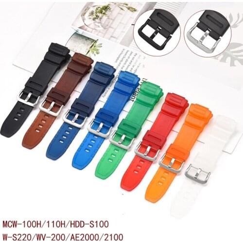 For Casio G-Shock MCW-100H/110H/W-S220/HDD-S100 WV-200/AE-2000/2100 Band Replacement Strap Belt Accessories 16mm Watch Wrist