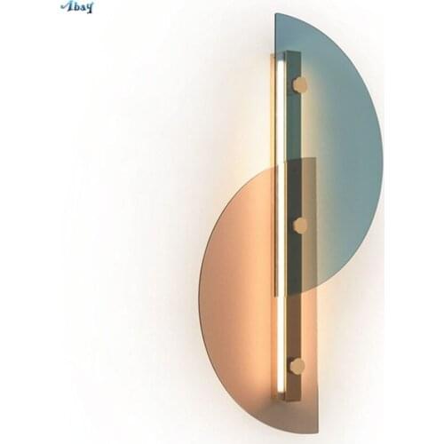 Nordic Art Deco Semicircular Wall Lamps Living Room Background Wall Sconce Lights Aisle Hotel Bedside Model Room Glass Fixtures