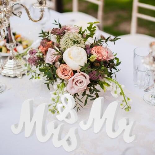 Wedding Decor White Mr and Mrs Letter Sign Gift Ornament Set Present Table Centrepiece Marriage Party Photo Studio Props