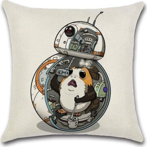 Light saber Funny Robot Print cotton linen cushion cover pillowcase decoration for home sofa chair kids girl bedroom gift