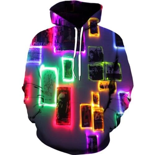 Psychedelic 3D Graphic Hooded Rainbow Hoodies Sweatshirt Funny Long Sleeve Unisex Cool Tops La Hip hop Casual Clothes