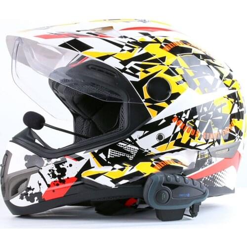 V8 Cool Motorcycle Motorbike Helmet Bluetooth Headphone Interphone Standby 240H Button Control Bluetooth Locomotive helmet