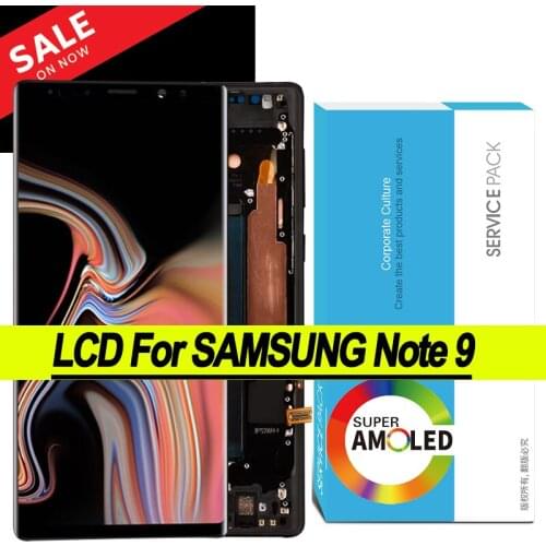 100% Original 6.4'' Display with frame for Samsung Galaxy Note 9 Note9 N960F LCD Touch Screen Repair Parts + Service Pack