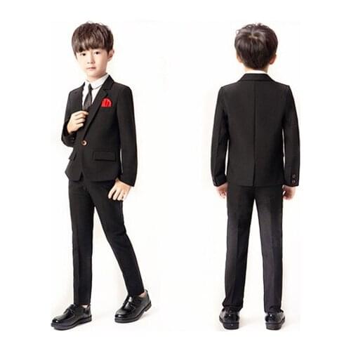 2018 New 3PCS Kids Plaid Wedding Blazer Suit Brand Flower Boys Formal Tuxedos party Suit Kids Spring Set jacket+pants+shirt