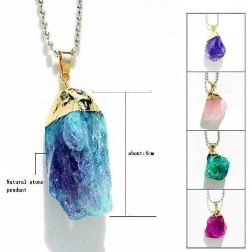 6 colors Natural stone pendant necklace for women Summer jewelry