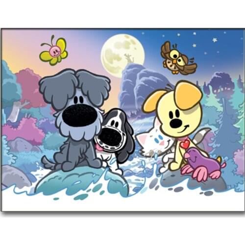 Full square/Round Drill 5D DIY Diamond Painting "Cartoon Woezel Pip" 5D Embroidery Cross Stitch Mosaic Rhinestone Decor Gift