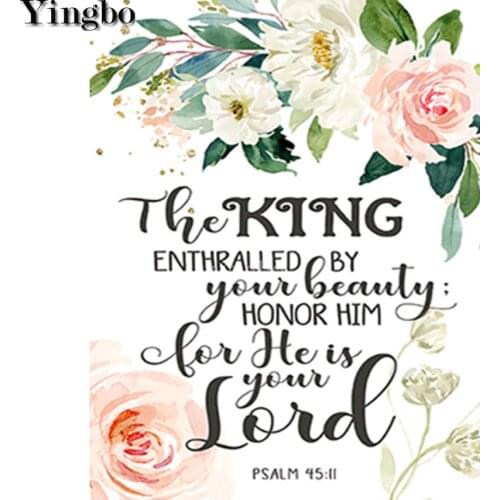 Diamond Painting Bible Poetry Arab Christian Flower Full Sqaure Drill 5D DIY Diamond Embroidery Mosaic Winter Rhinestone Kit