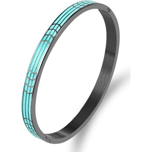 Friendship Braceletet Black Resin Geometric Bracelets Bangles for Women Enamel Bangle Stainless Steel Gold Bangles Wholesale