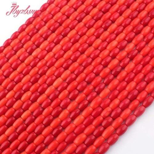 5x8mm Smooth Column Coral Beads Natural Stone Beads For DIY Necklace Bracelets Earring Woman Jewelry Making 15" Free Shipping