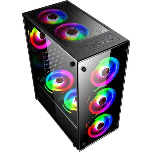 Feker Desktop Transparent Glass Gaming Computer PC Case Gamer Cooling For ATX/ m-atx/mini-itx Motherboard Support 8 Fans