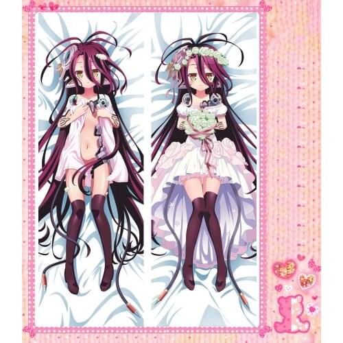 Anime Cartoon No Game No Life Peachy Poly Microfabric Peach Skin 2 Way Double Bolster Hugging Pillow Case Cover Pillowcase