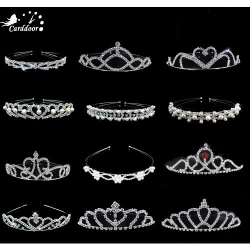 Carddoor Princess Tiaras Crystal Crowns Hairbands Girls Lover Pearl Bridal Prom Crown Party Accessiories Wedding Hair Jewelry