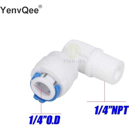 Water Filter Parts 5 pcs 1/4" O.D Tube * 1/4" NPT BSP Elbow Male Quick Connect RO Water purifier Reverse Osmosis machine 4044