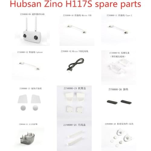 Hubsan Zino H117S RC Drone Spare Parts Remote control extension cable Sticker Protective cover Shell Door mat Main board etc 2