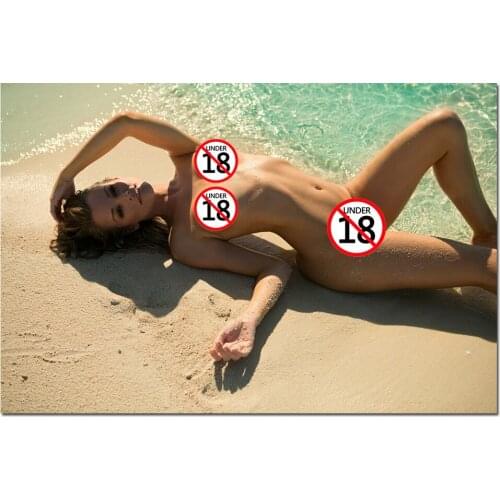 Modern Wall Art Unframed Canvas Painting Sexy Girl on the Beach Posters and Prints For Room Decor