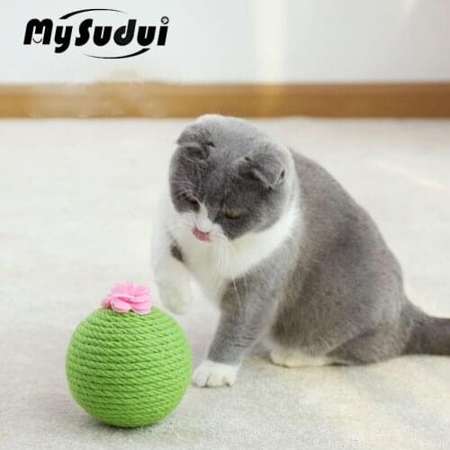 Sisal Cat Scratch Toys With Catnip Cat Ball Chewing Catch Toy Teaser Training Play Grinding Claw Cat Scratcher Drapak Dla Kota